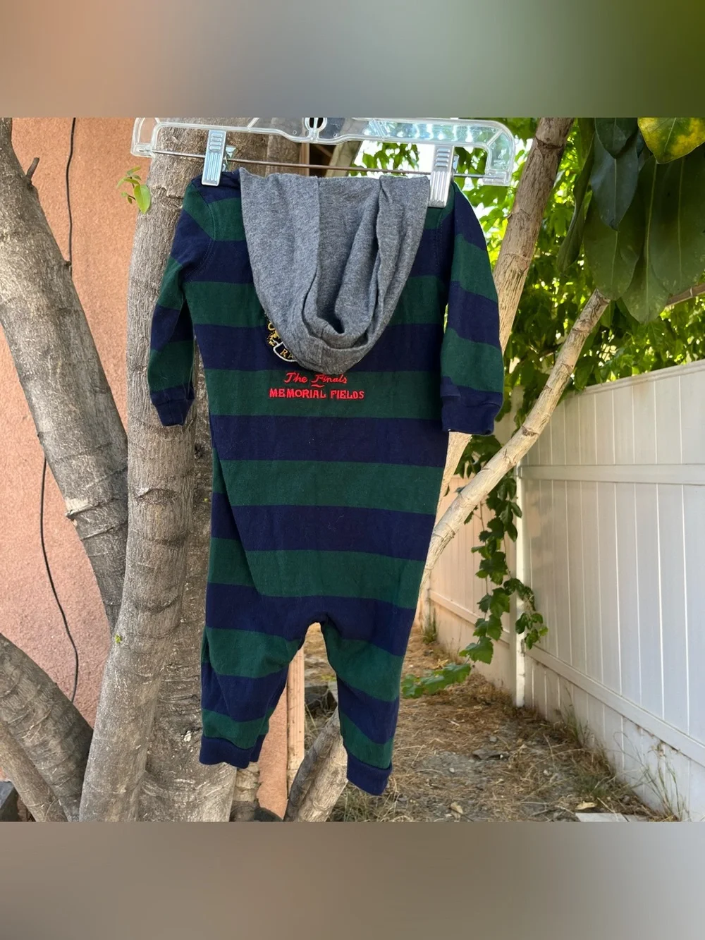 Polo Ralph Lauren Baby Rugby Stripe Hooded Romper 6M .